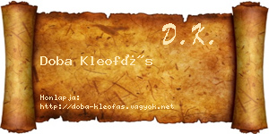 Doba Kleofás névjegykártya